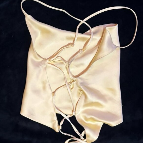 criss cross open back satin tank top - Picture 1 of 2